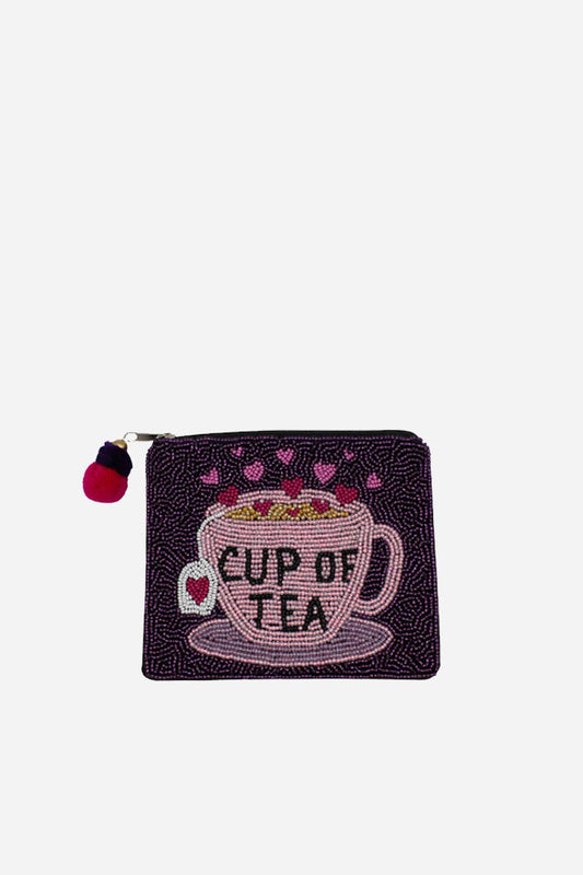 Cup Of Tea Beaded Coin Pouch