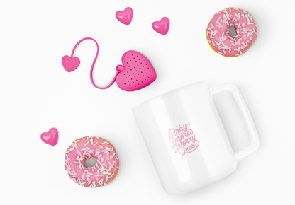 Pray More Worry Less Ceramic Mug – Inspirational Pink Faith Coffee Cup (11oz/15oz)