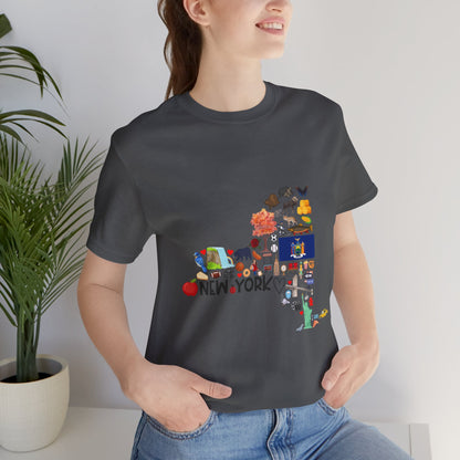New York State Icons Map T-Shirt — Illustrated NY Landmarks Tee