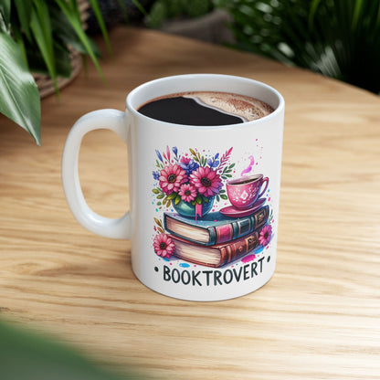 Booklover Floral Ceramic Mug — "Booktivert" 11oz/15oz