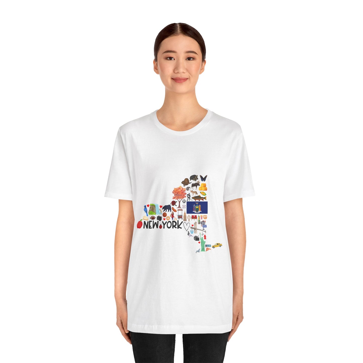 New York State Icons Map T-Shirt — Illustrated NY Landmarks Tee