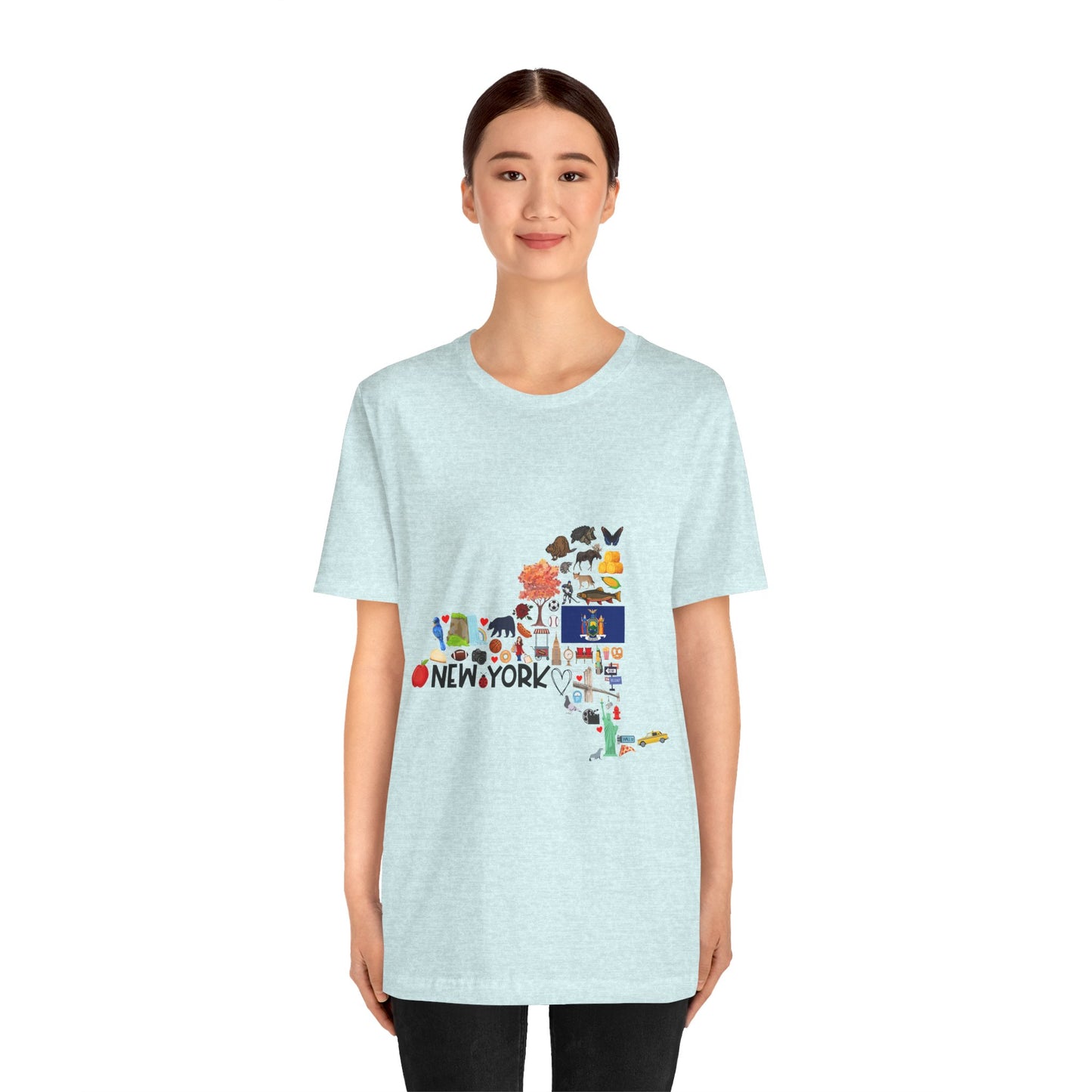 New York State Icons Map T-Shirt — Illustrated NY Landmarks Tee