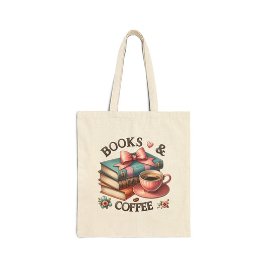 Books & Coffee Tote Bag — Cozy Booklover Canvas Tote