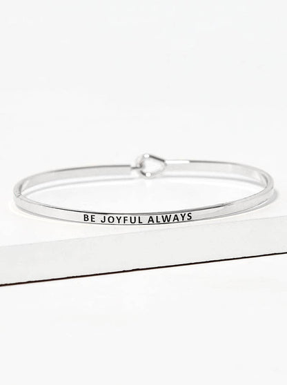 Be Joyful Always Engraved Inspirational Bangle Bracelet: Gold