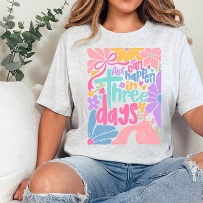 A Lot Can Happen In 3 Days  | Easter Graphic Tee | Gildan: Graphite Heather / Large