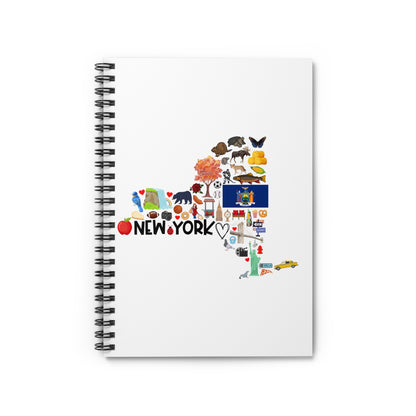 New York State Icon Map Spiral Notebook - Ruled Journal