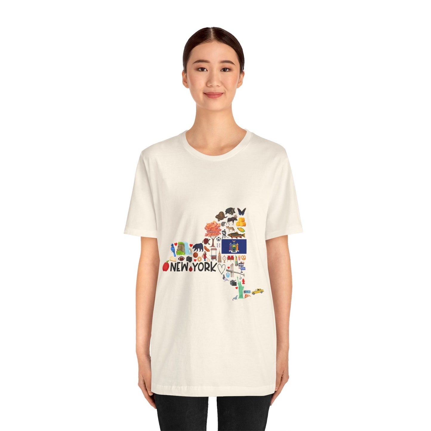 New York State Icons Map T-Shirt — Illustrated NY Landmarks Tee