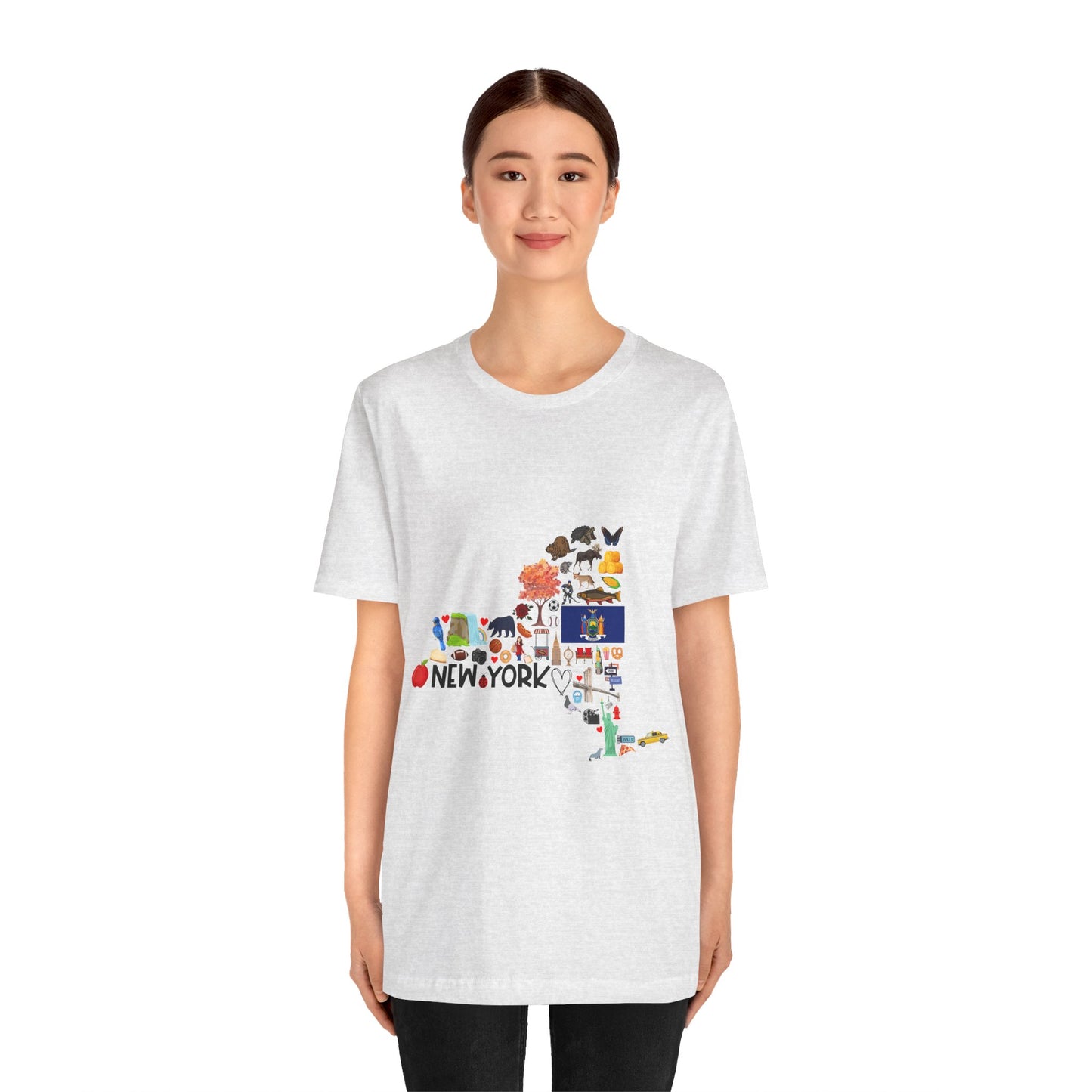New York State Icons Map T-Shirt — Illustrated NY Landmarks Tee