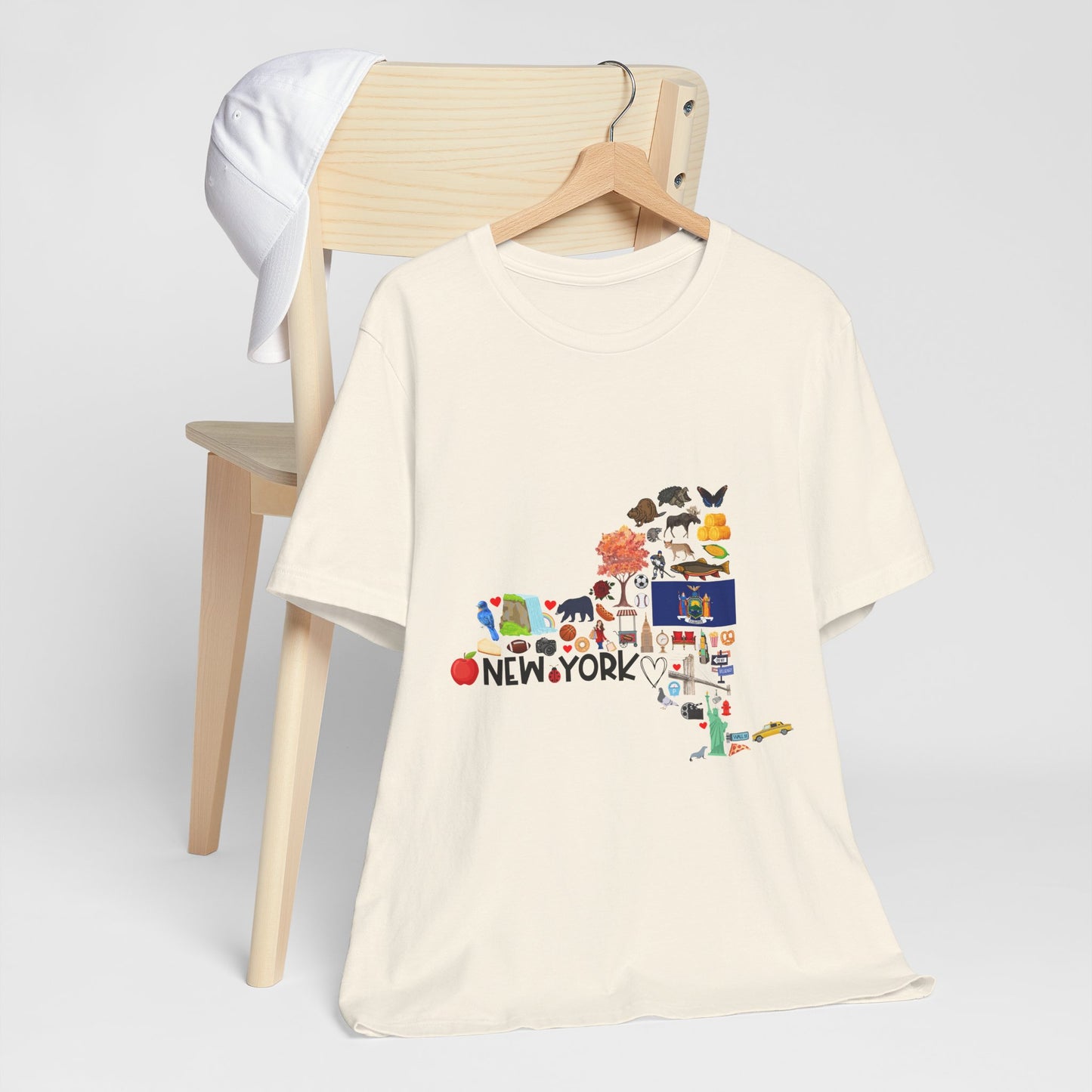 New York State Icons Map T-Shirt — Illustrated NY Landmarks Tee