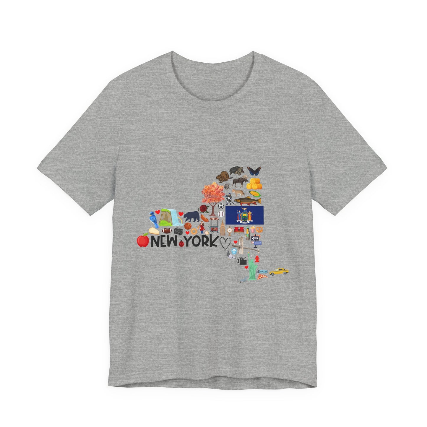 New York State Icons Map T-Shirt — Illustrated NY Landmarks Tee