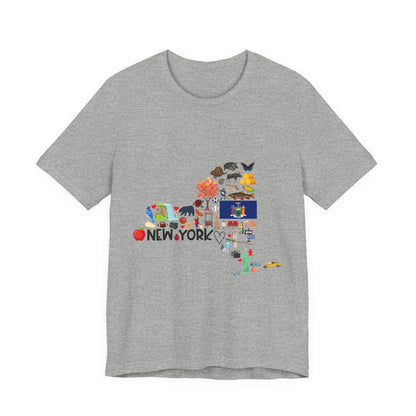 New York State Icons Map T-Shirt — Illustrated NY Landmarks Tee