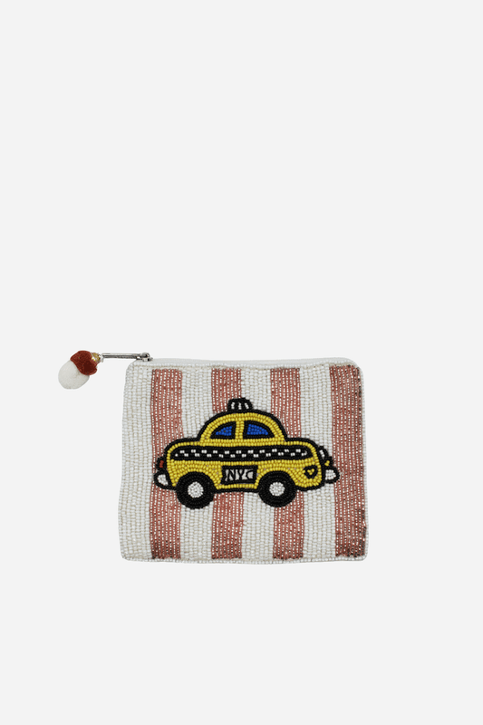 NYC Yellow Taxi Beaded Coin Pouch