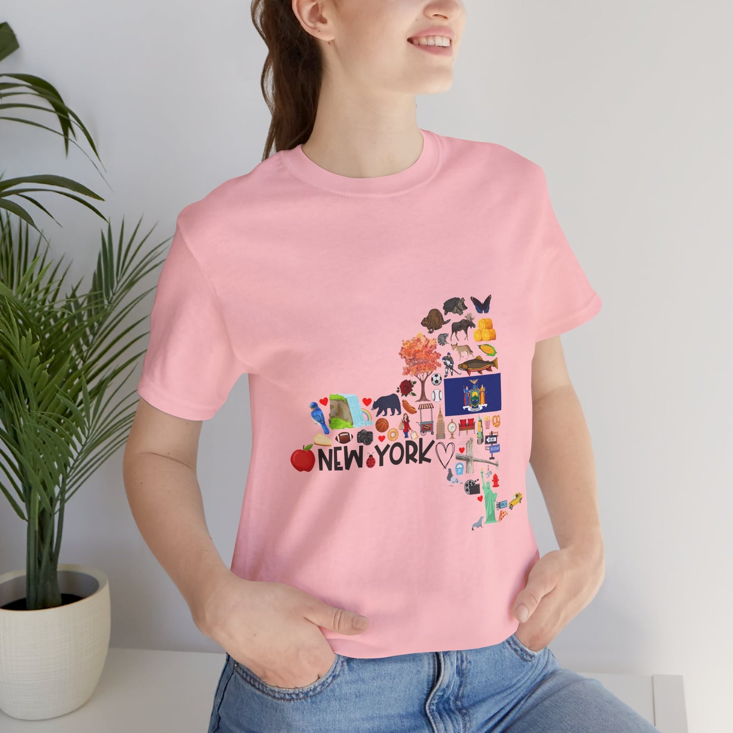 New York State Icons Map T-Shirt — Illustrated NY Landmarks Tee