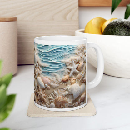 Seashell Symmetry Ceramic Mug – Beach Coastal 11oz & 15oz