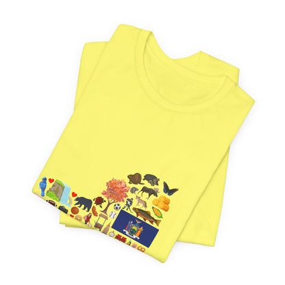 New York State Icons Map T-Shirt — Illustrated NY Landmarks Tee