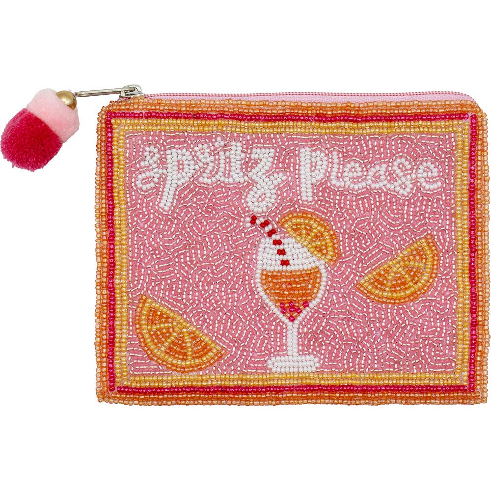 SPRITZ PLEASE BEADED COIN POUCH