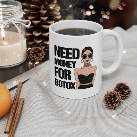 Ceramic Mug — "Never Motel For Bottoms" Funny Pride Coffee Cup with Sassy Fashion Illustration