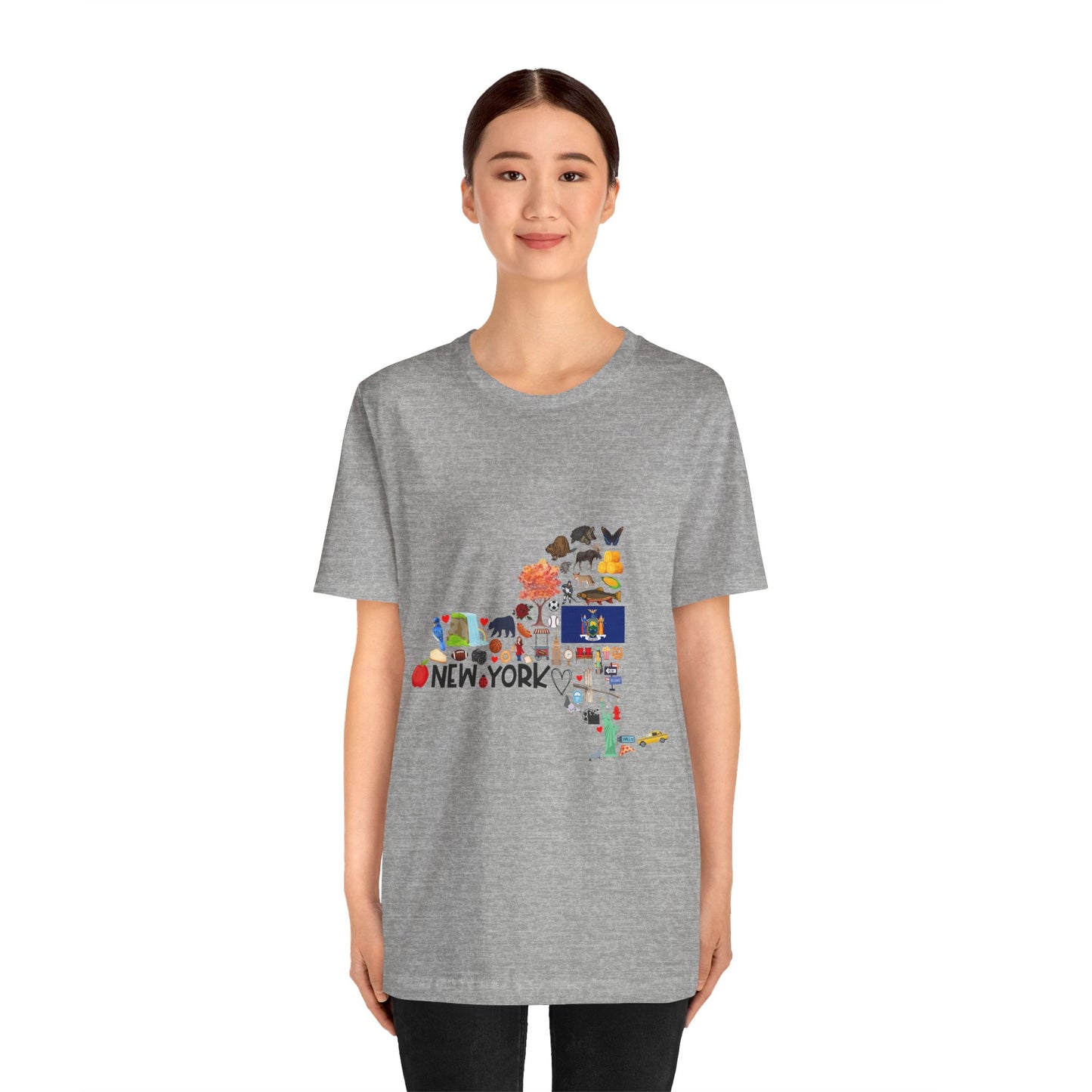 New York State Icons Map T-Shirt — Illustrated NY Landmarks Tee