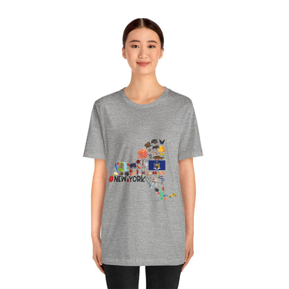 New York State Icons Map T-Shirt — Illustrated NY Landmarks Tee