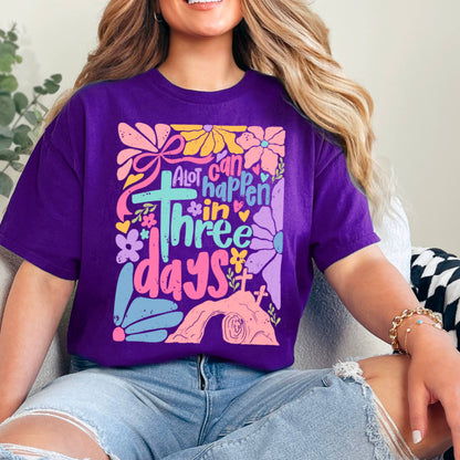 A Lot Can Happen In 3 Days  | Easter Graphic Tee | Gildan: Graphite Heather / Medium