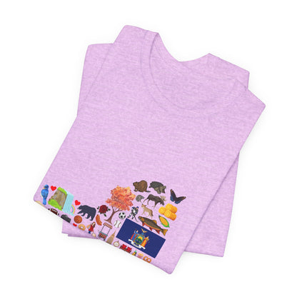 New York State Icons Map T-Shirt — Illustrated NY Landmarks Tee