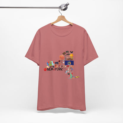 New York State Icons Map T-Shirt — Illustrated NY Landmarks Tee