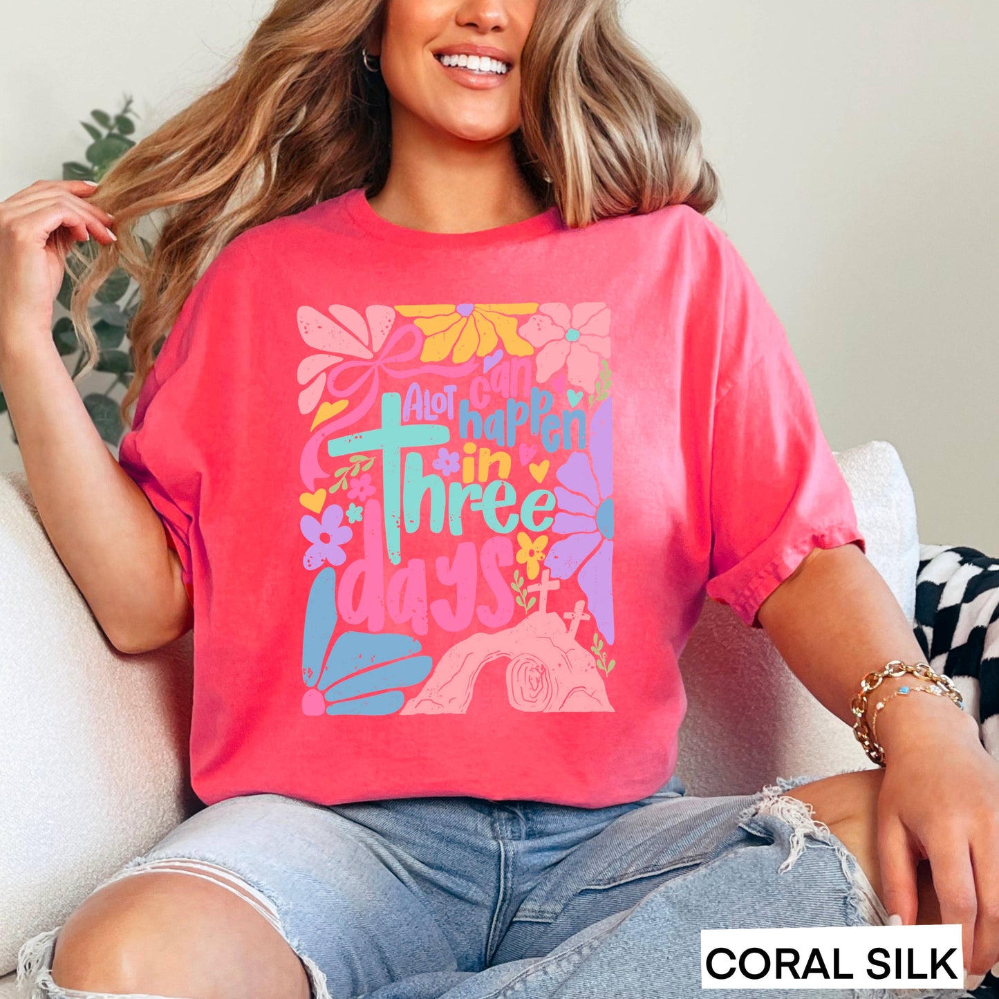 A Lot Can Happen In 3 Days  | Easter Graphic Tee | Gildan: Graphite Heather / XL