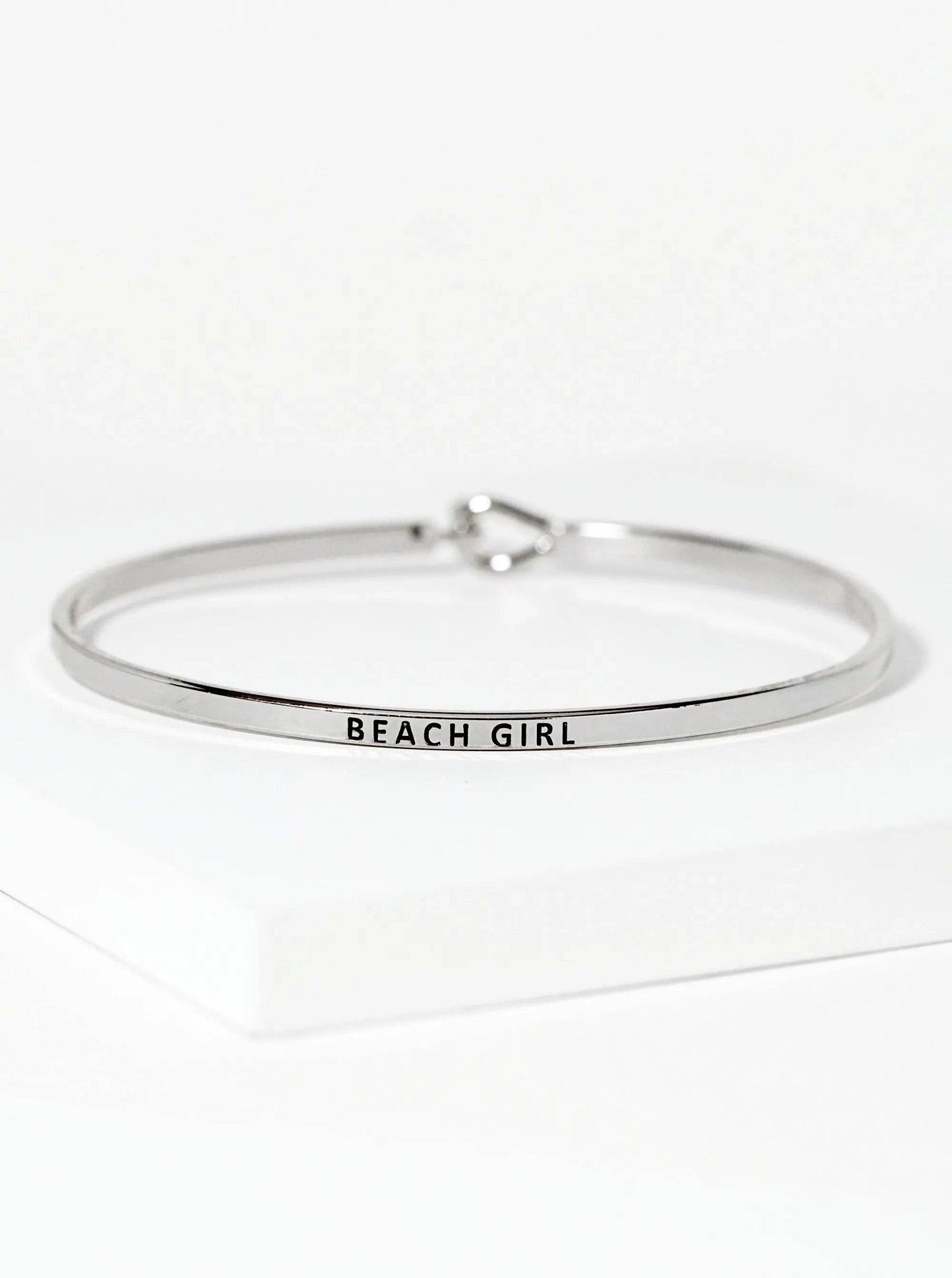 Beach Girl Engraved Inspirational Bangle Bracelet: Gold