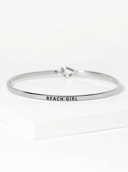 Beach Girl Engraved Inspirational Bangle Bracelet: Gold