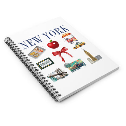 New York Icons Spiral Notebook — City Landmarks & Street Food Ruled Journal