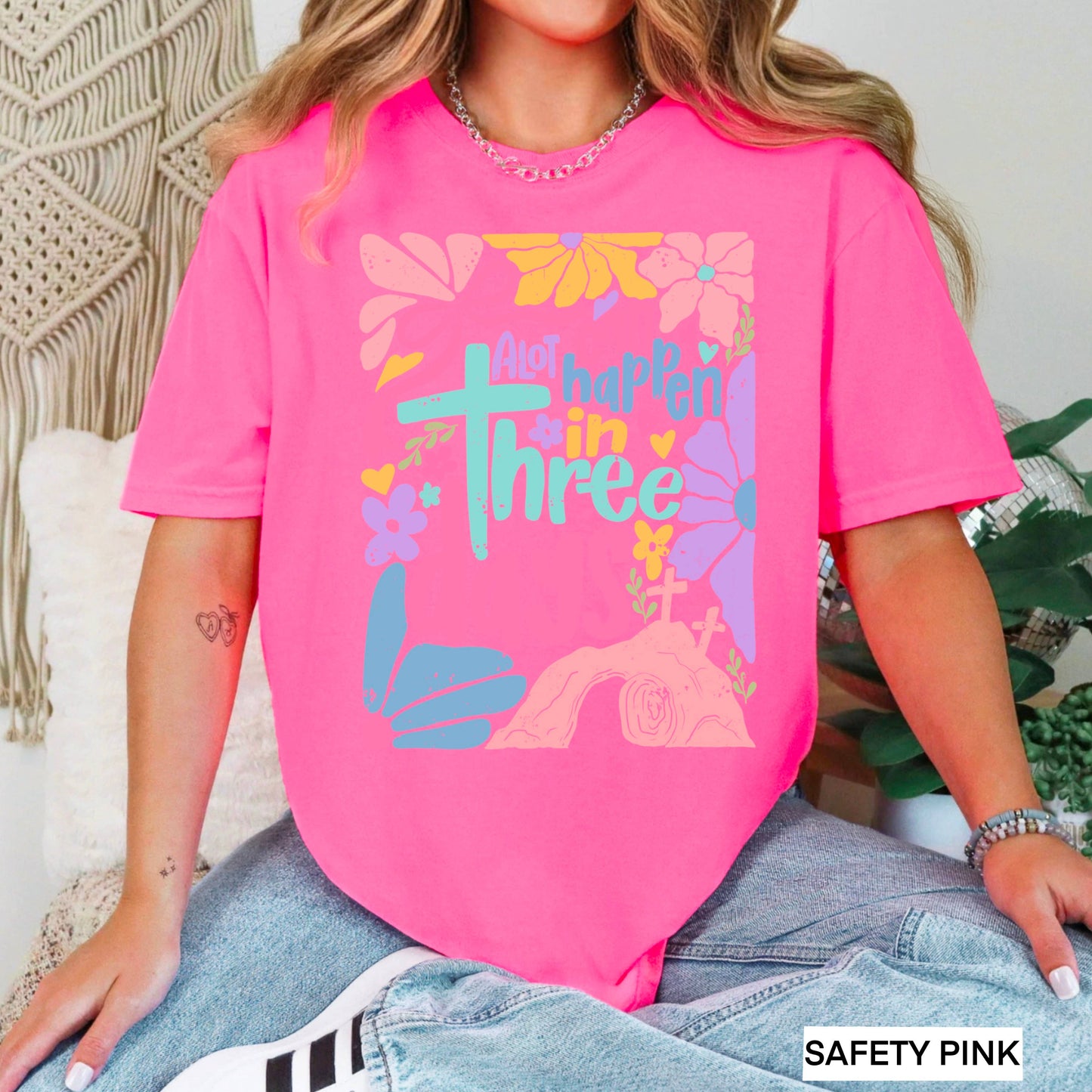 A Lot Can Happen In 3 Days  | Easter Graphic Tee | Gildan: Graphite Heather / Small