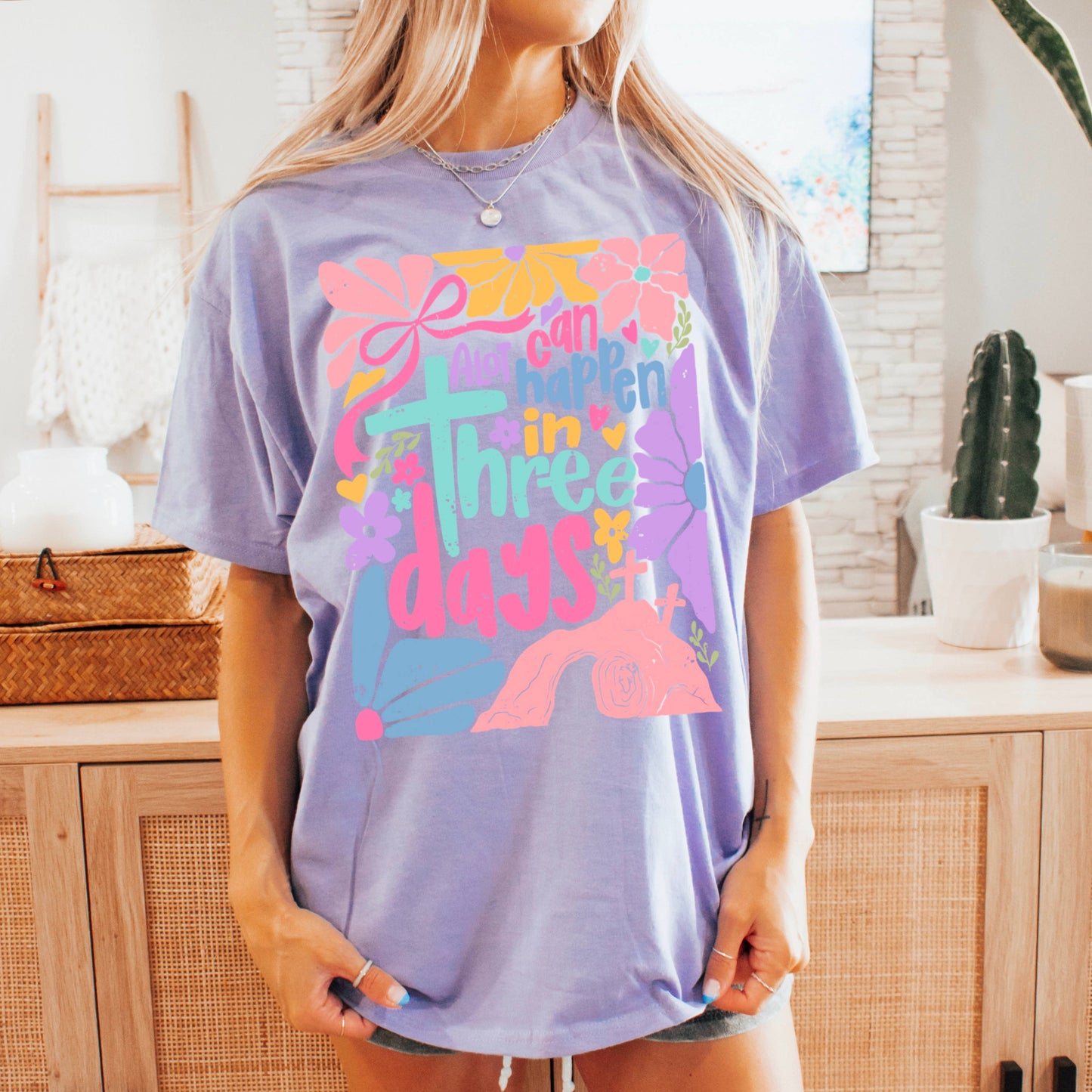 A Lot Can Happen In 3 Days  | Easter Graphic Tee | Gildan: Graphite Heather / Small