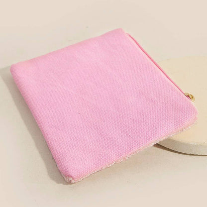 Pearl Heart Seed Beaded Coin Purse: MULTI