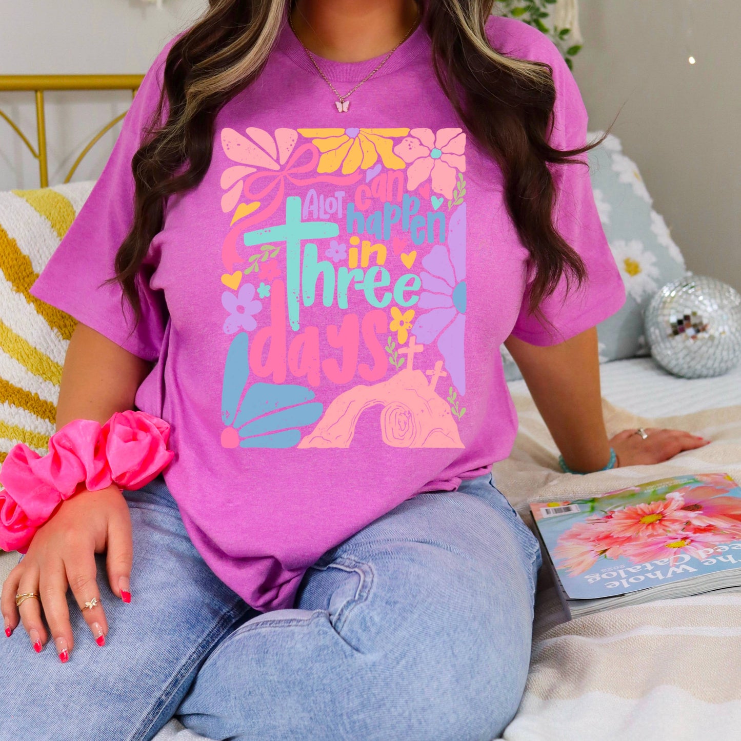 A Lot Can Happen In 3 Days  | Easter Graphic Tee | Gildan: Graphite Heather / Small