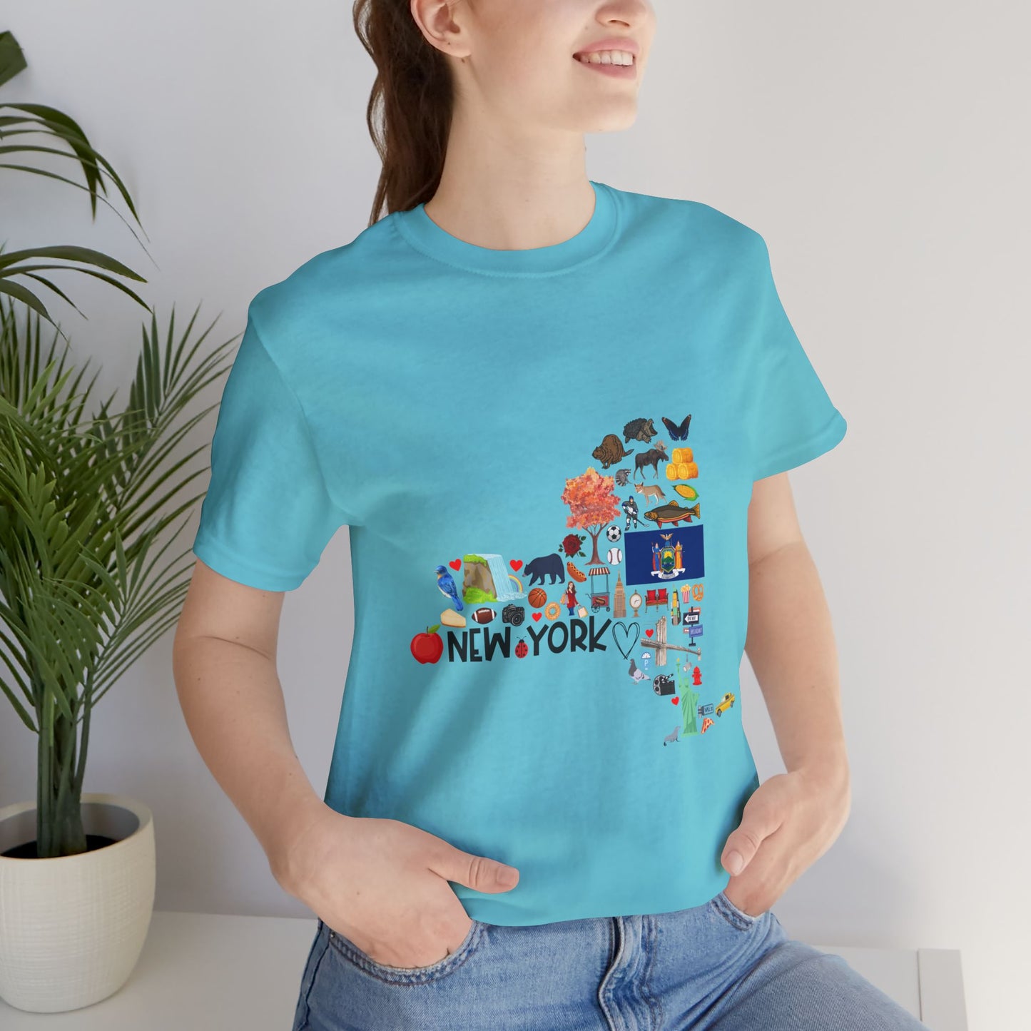 New York State Icons Map T-Shirt — Illustrated NY Landmarks Tee