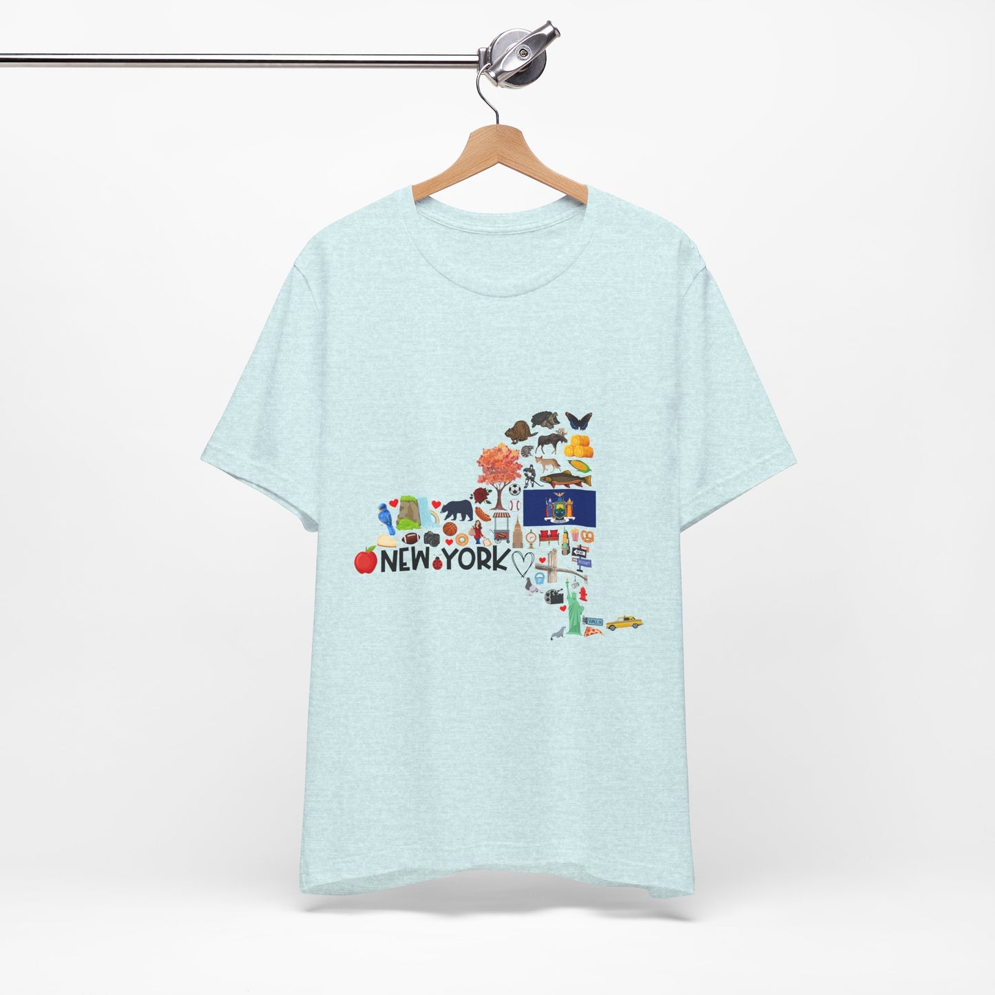 New York State Icons Map T-Shirt — Illustrated NY Landmarks Tee