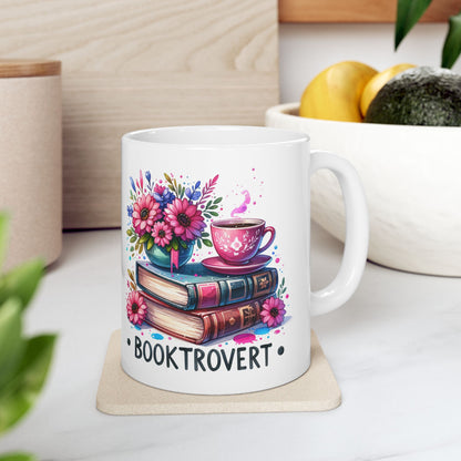Booklover Floral Ceramic Mug — "Booktivert" 11oz/15oz
