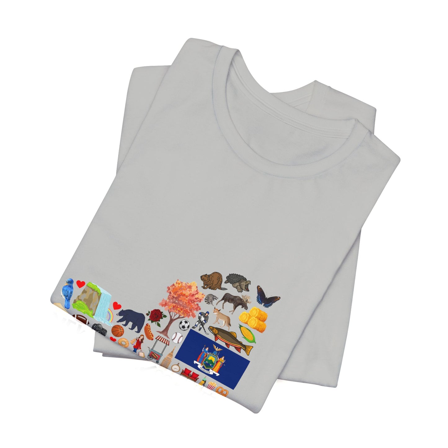 New York State Icons Map T-Shirt — Illustrated NY Landmarks Tee