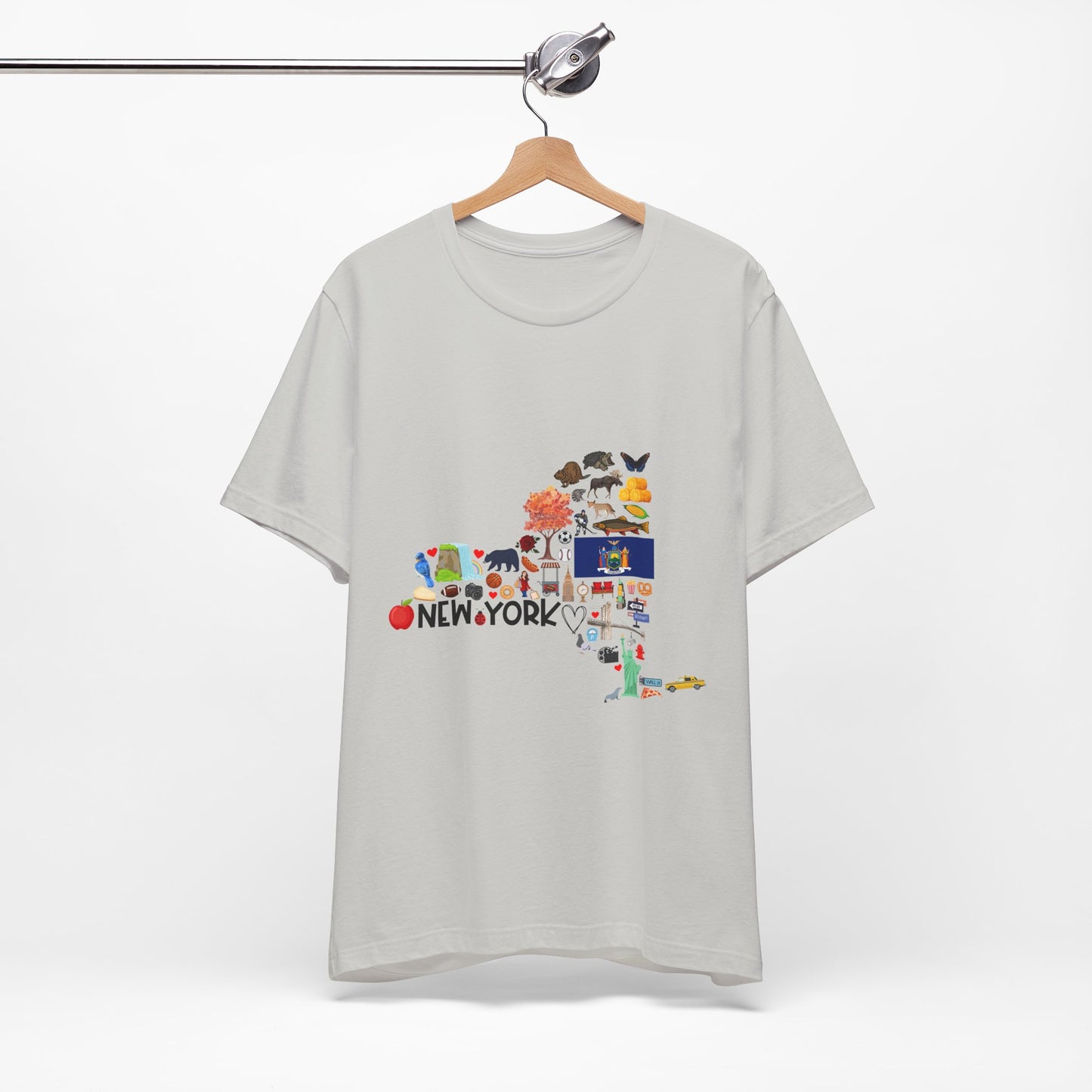 New York State Icons Map T-Shirt — Illustrated NY Landmarks Tee