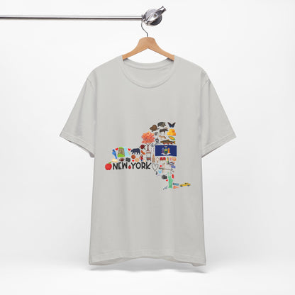 New York State Icons Map T-Shirt — Illustrated NY Landmarks Tee