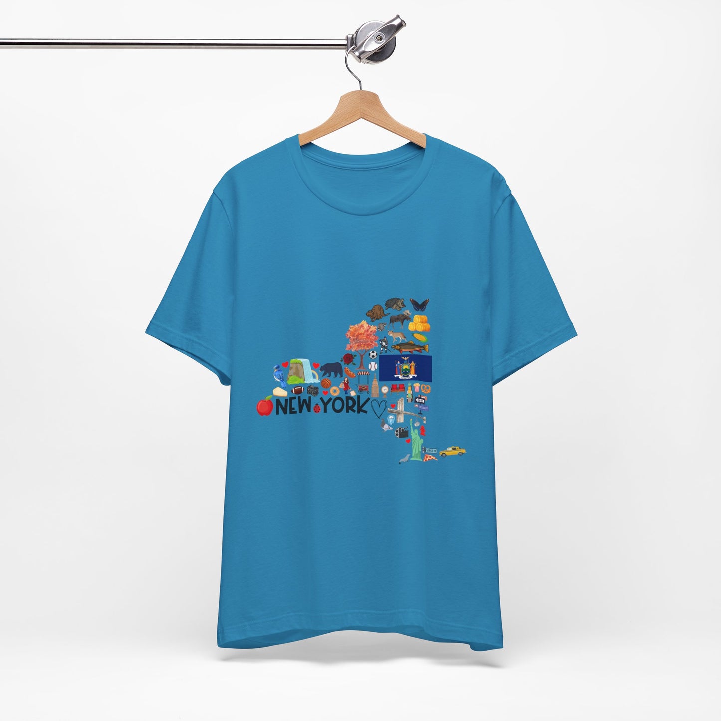 New York State Icons Map T-Shirt — Illustrated NY Landmarks Tee