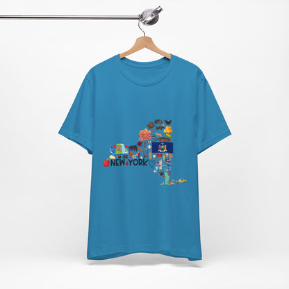 New York State Icons Map T-Shirt — Illustrated NY Landmarks Tee
