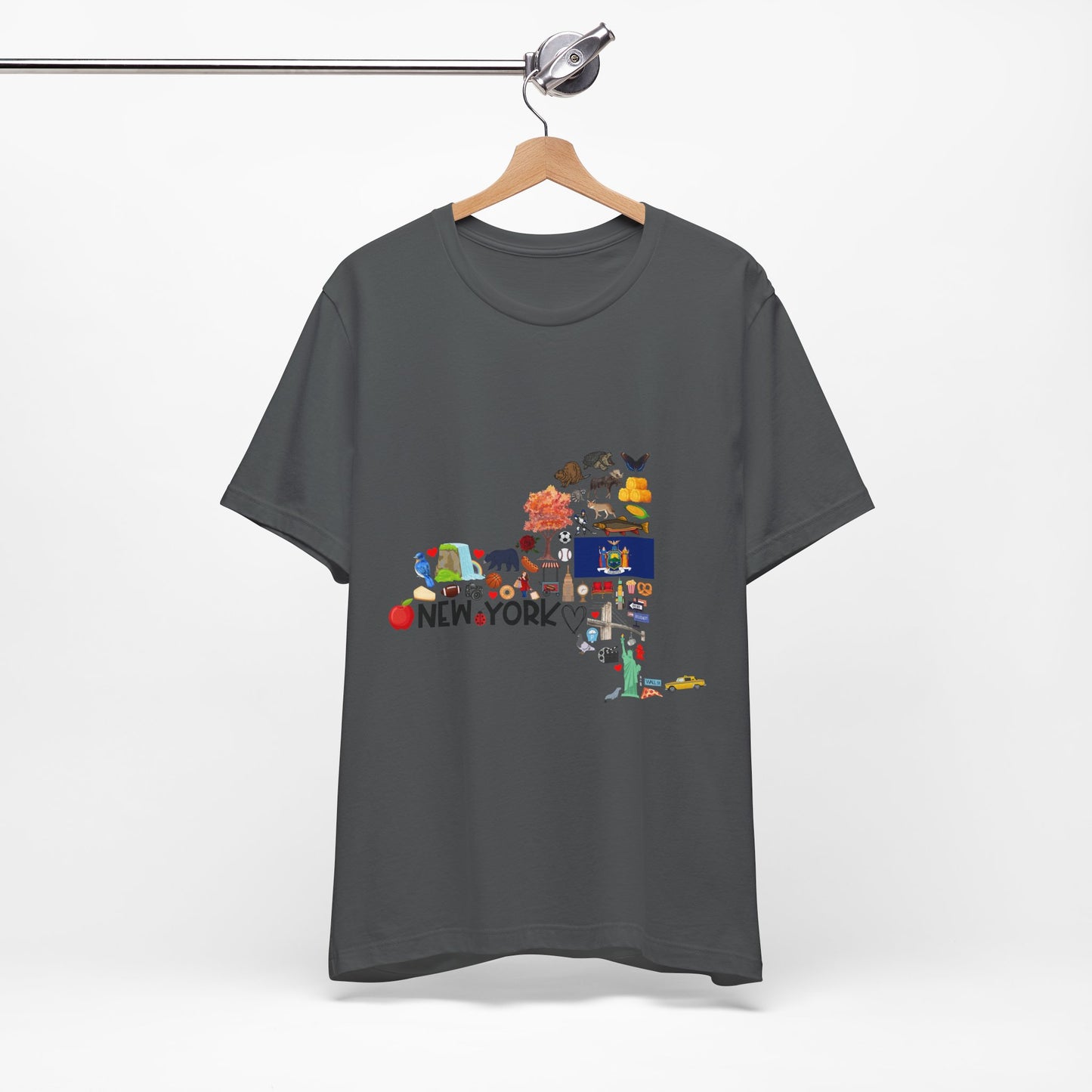 New York State Icons Map T-Shirt — Illustrated NY Landmarks Tee