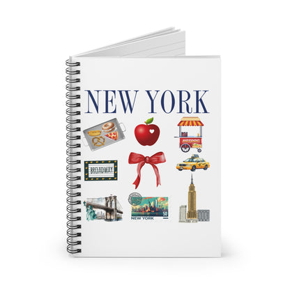 New York Icons Spiral Notebook — City Landmarks & Street Food Ruled Journal