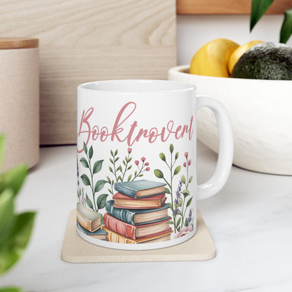 Booklover Floral Ceramic Mug — "Introvert Booklover" 11oz & 15oz