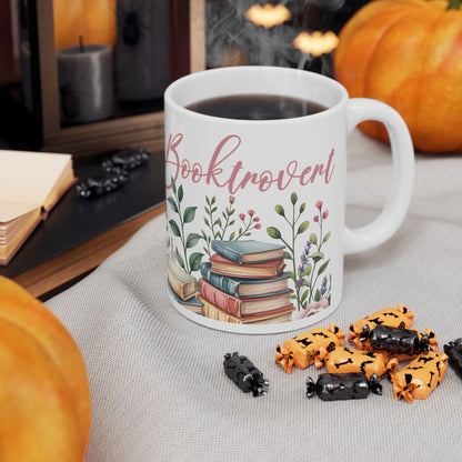 Booklover Floral Ceramic Mug — "Introvert Booklover" 11oz & 15oz