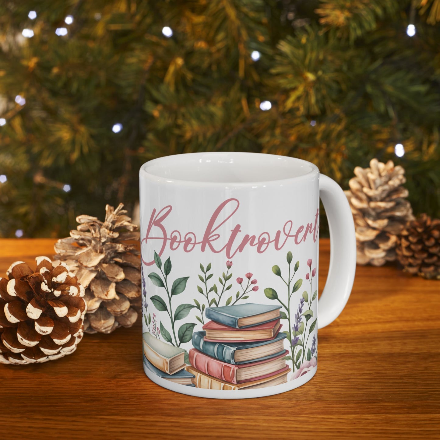 Booklover Floral Ceramic Mug — "Introvert Booklover" 11oz & 15oz
