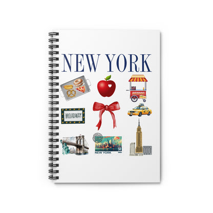New York Icons Spiral Notebook — City Landmarks & Street Food Ruled Journal