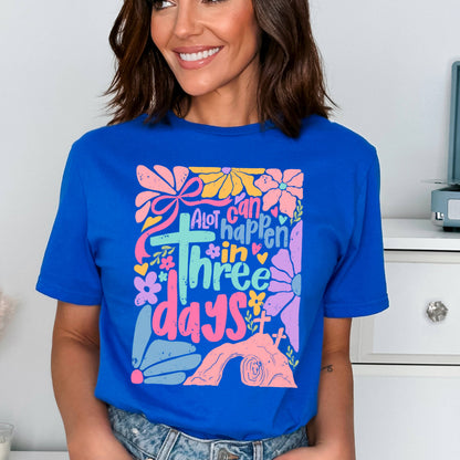 A Lot Can Happen In 3 Days  | Easter Graphic Tee | Gildan: Graphite Heather / XL