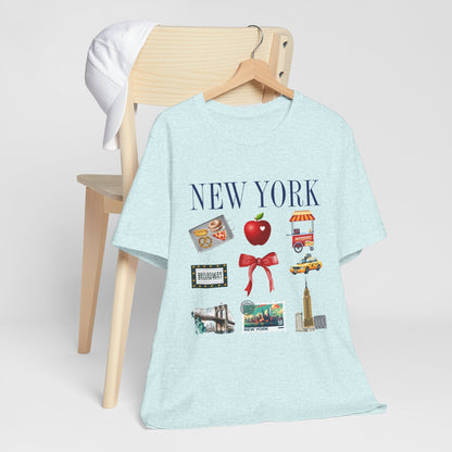 New York Icons T-Shirt — NYC Landmarks & Street Food Graphic Tee
